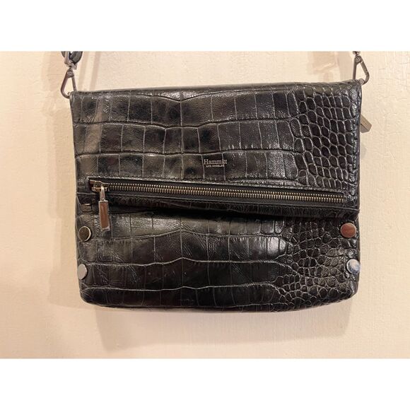 Hammitt Los Angeles Black Texture Shoulder Cross Body Handbag Women's Size Small - Picture 1 of 12